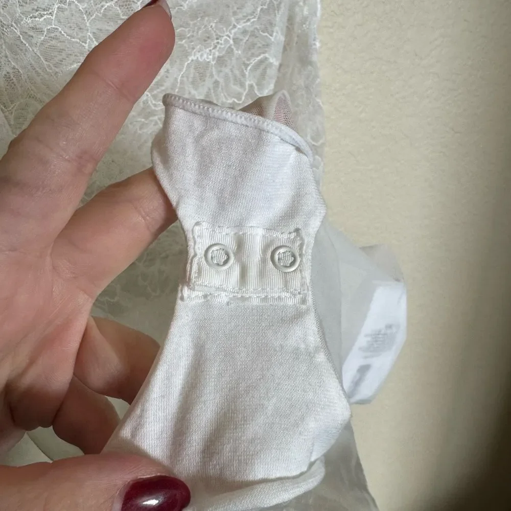 WOLFORD Lace Mesh Strappy‎ Bodysuit Size 8 in White NEW